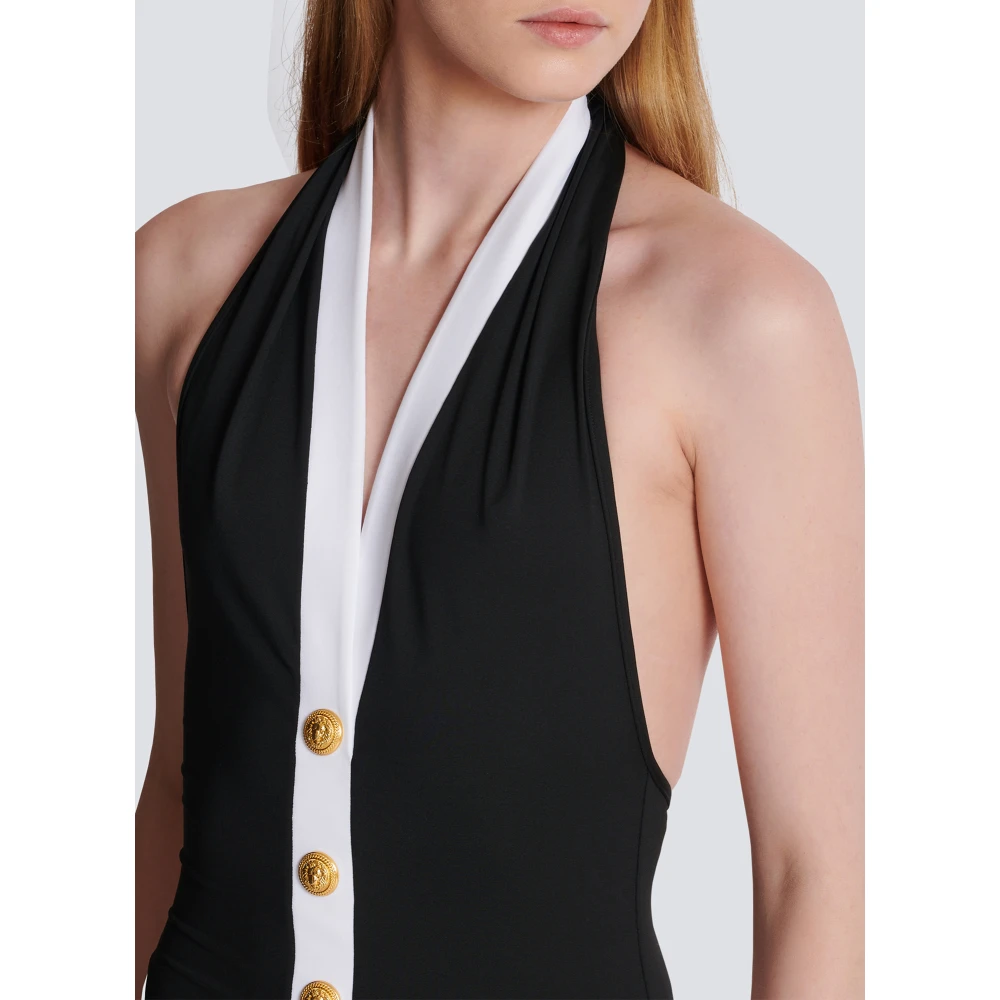 Balmain Badpak met knopen Black Dames