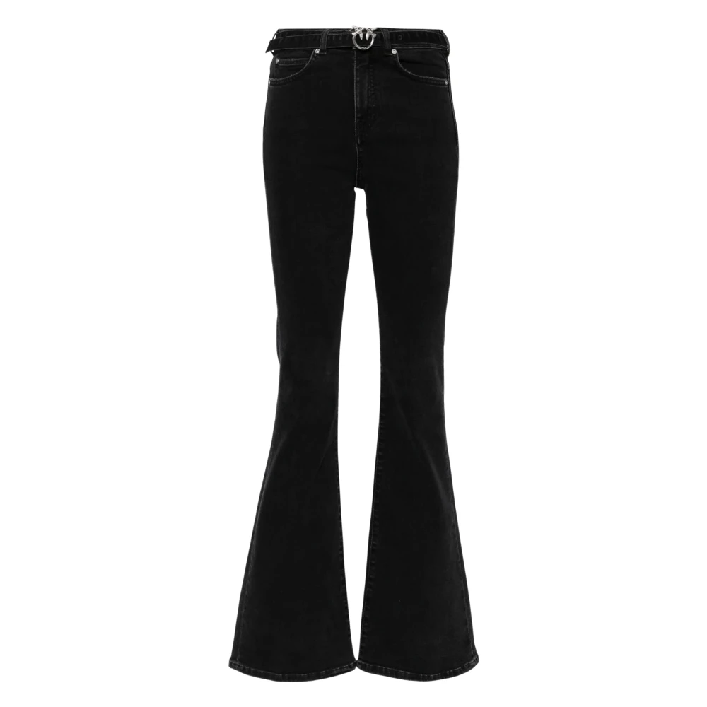 Pinko Flora Flare Denim Jeans Black Dames