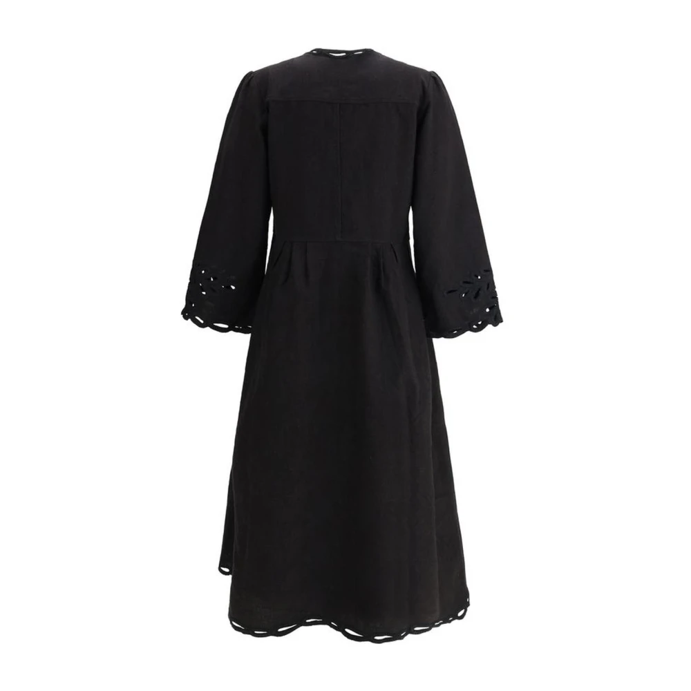 Isabel Marant Étoile Elegante Lange Jurk met V-Hals en Decoratieve Zoom Black Dames