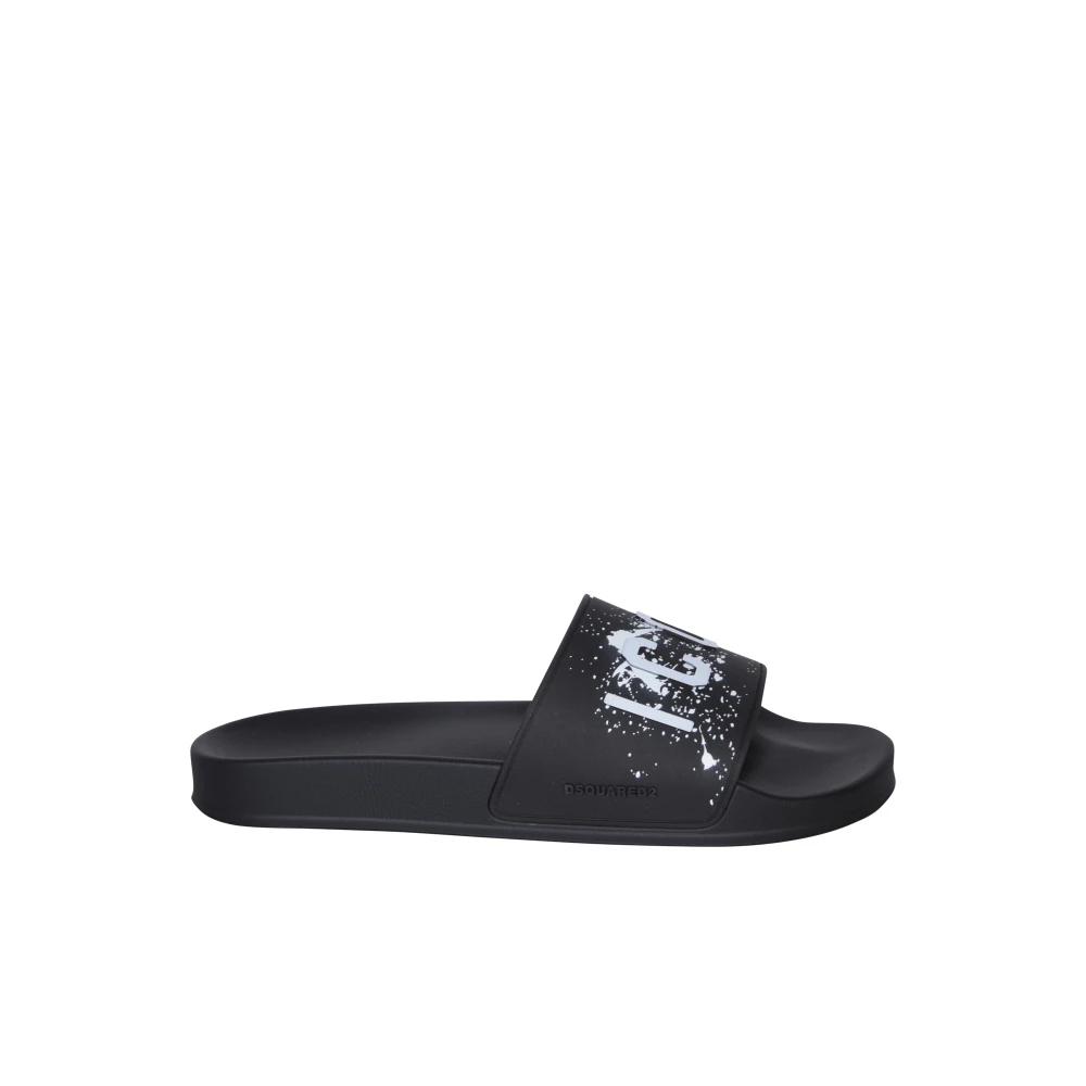 Dsquared2 Men's Black Sliders,, Icon Splash Slide Size 6 Uk