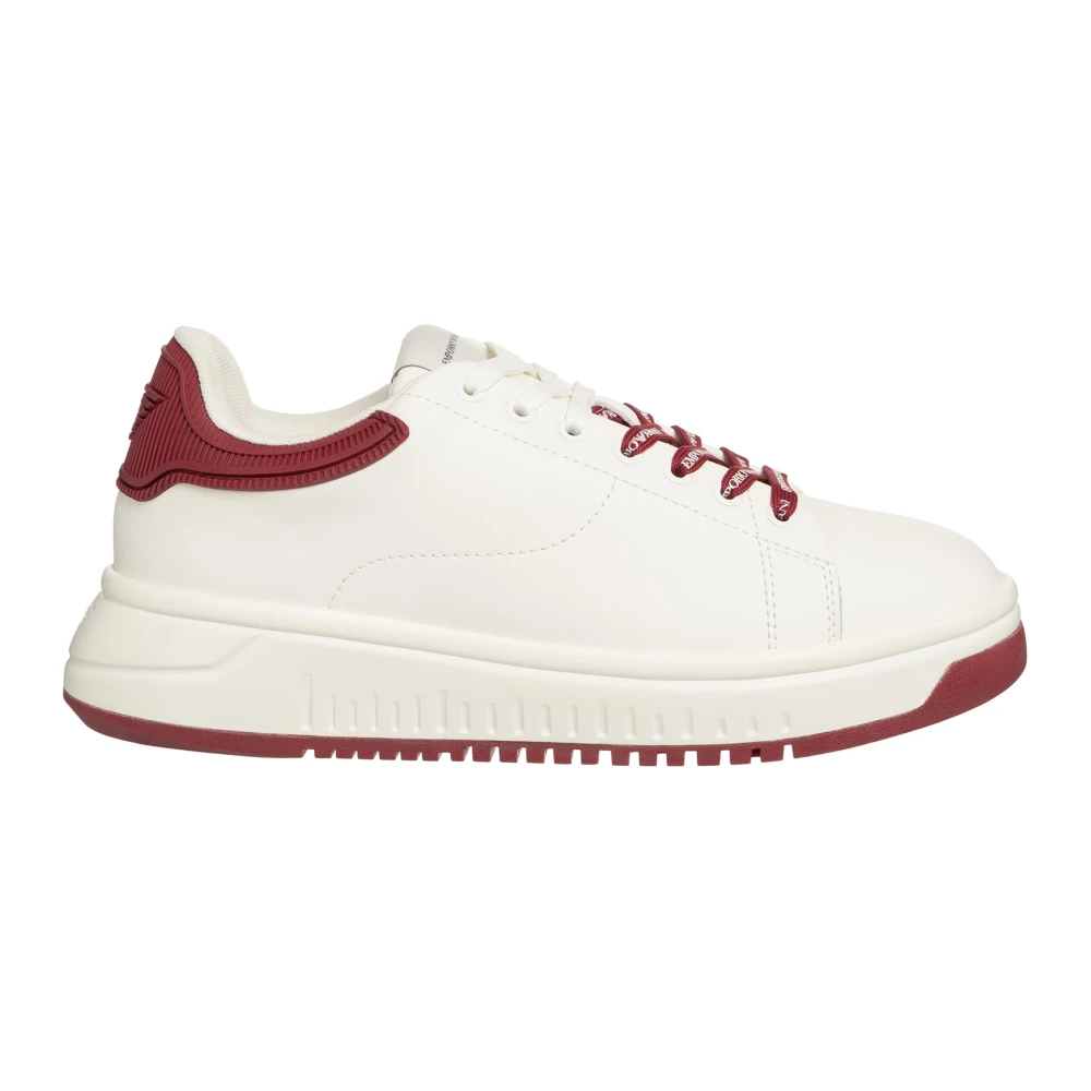 Emporio Armani Wit Effen Lace-Up Sneakers Maat 36 Eu