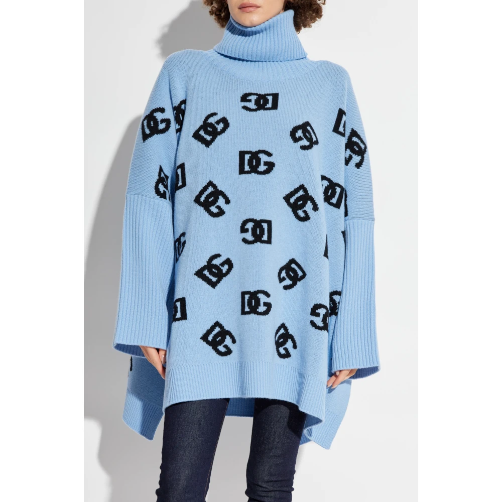 Dolce & Gabbana Turtleneck met Logo Blue Dames