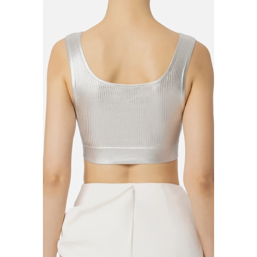 Elisabetta Franchi Zilveren Top Gray Dames