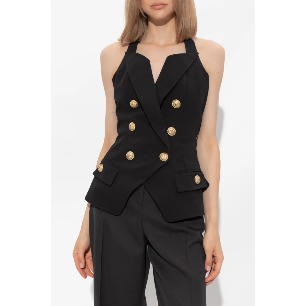 Balmain Vest met decoratieve knopen Black Dames