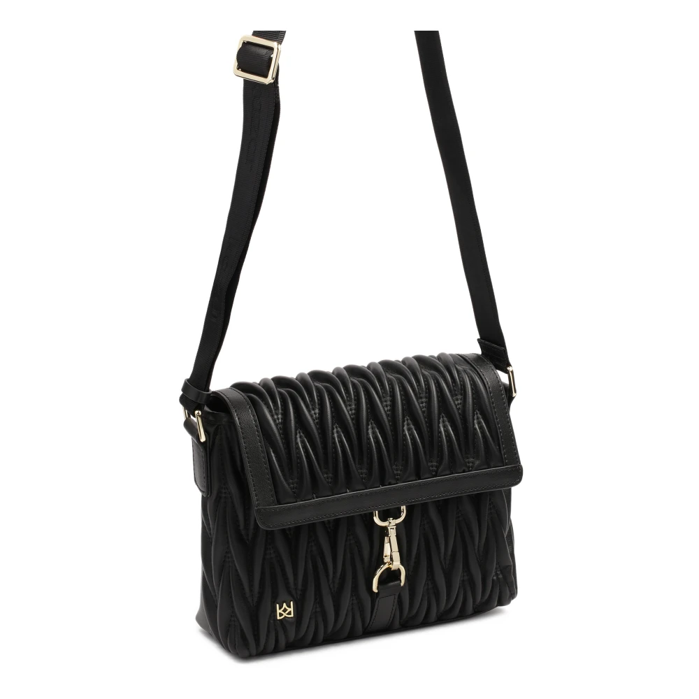 Kazar Zwarte riem handtas versierd met een driedimensionale vouw Black Dames