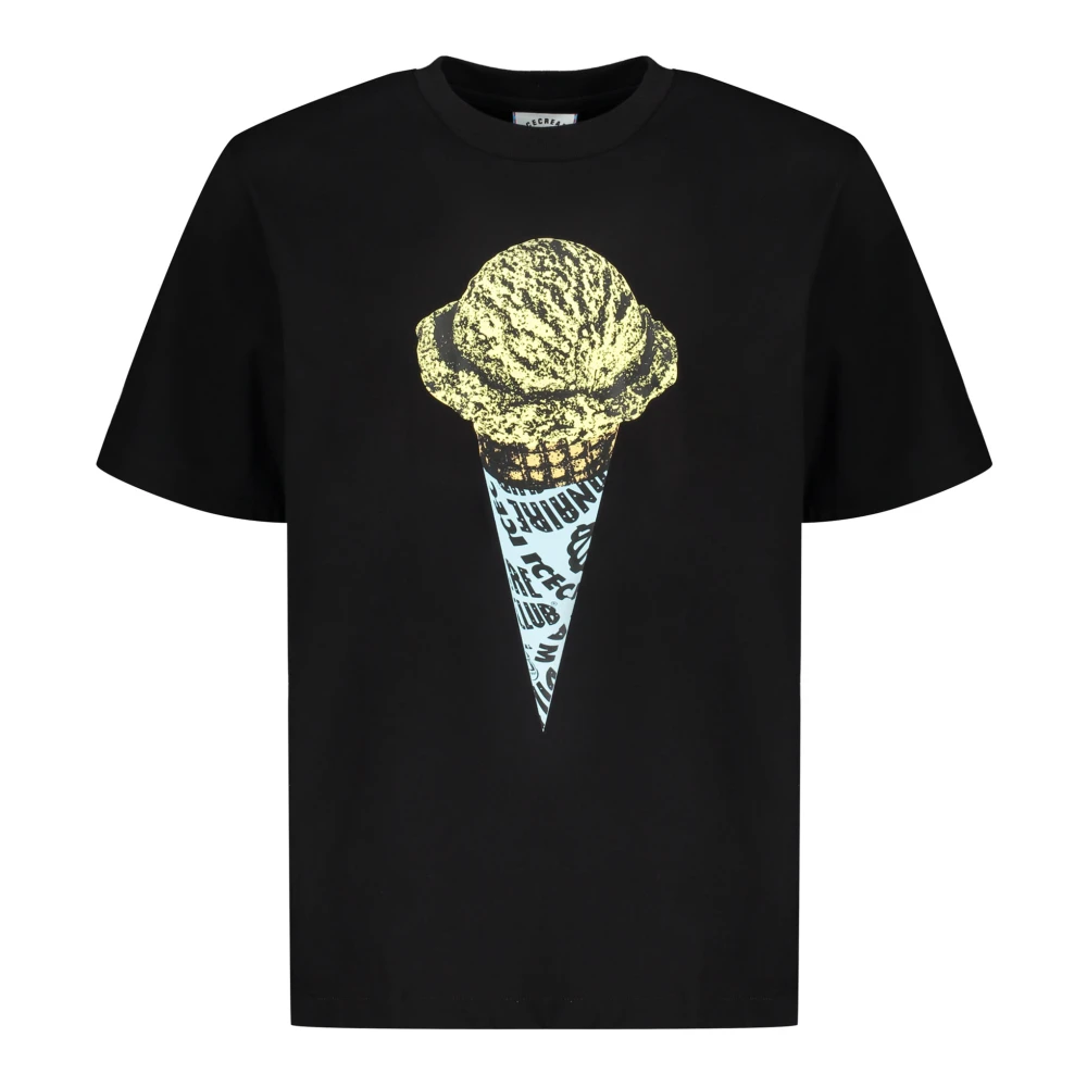 Icecream Katoenen T-shirt met Front Back Print Black Heren