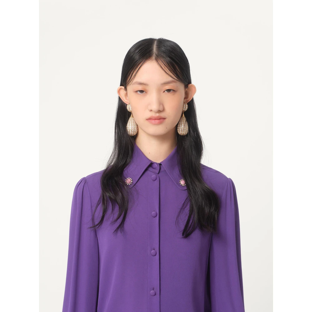 Valentino Garavani Paarse zijden overhemd met madeliefjesdetail Purple Dames
