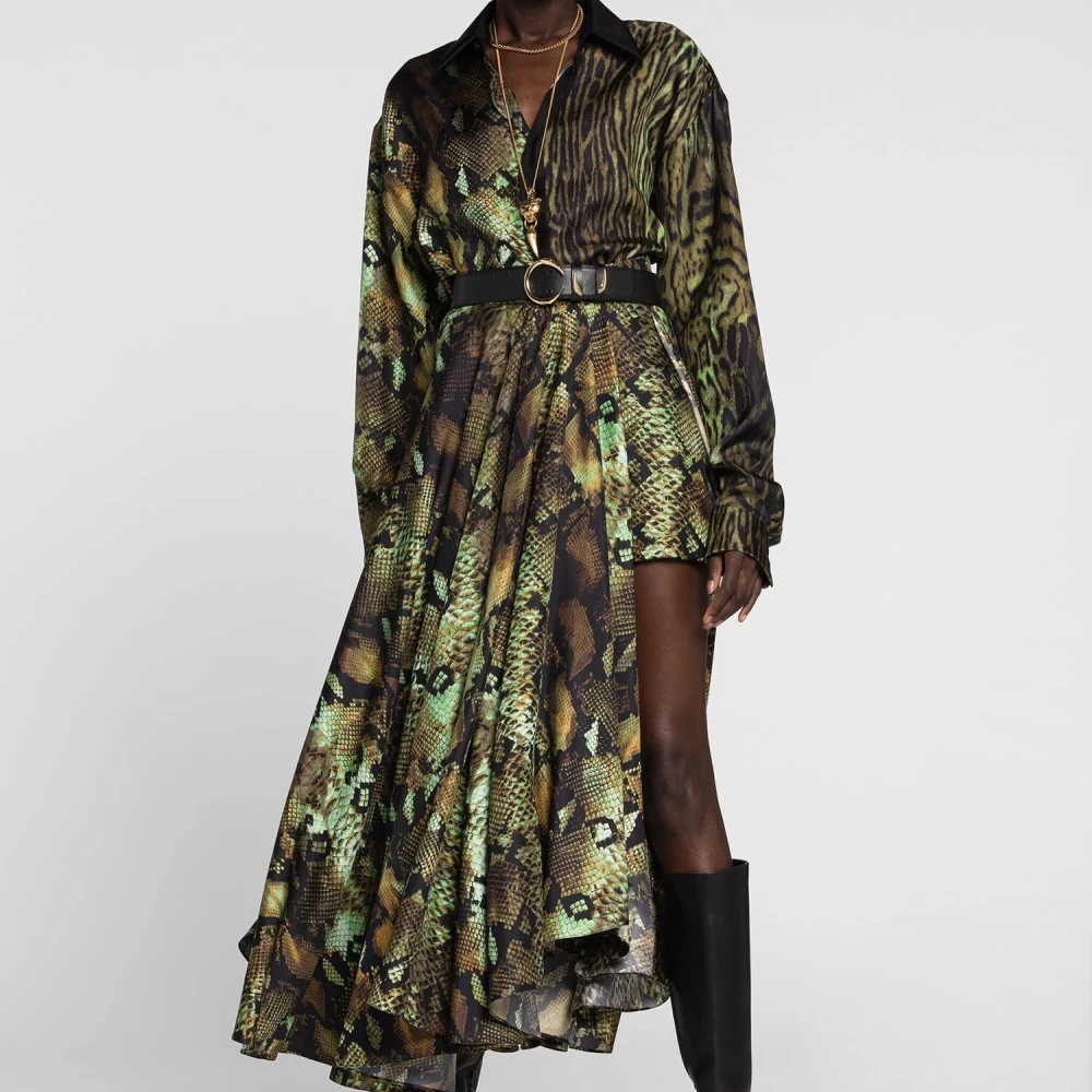 Roberto Cavalli Python-Print Zijden Rok Hoge Taille Multicolor Dames