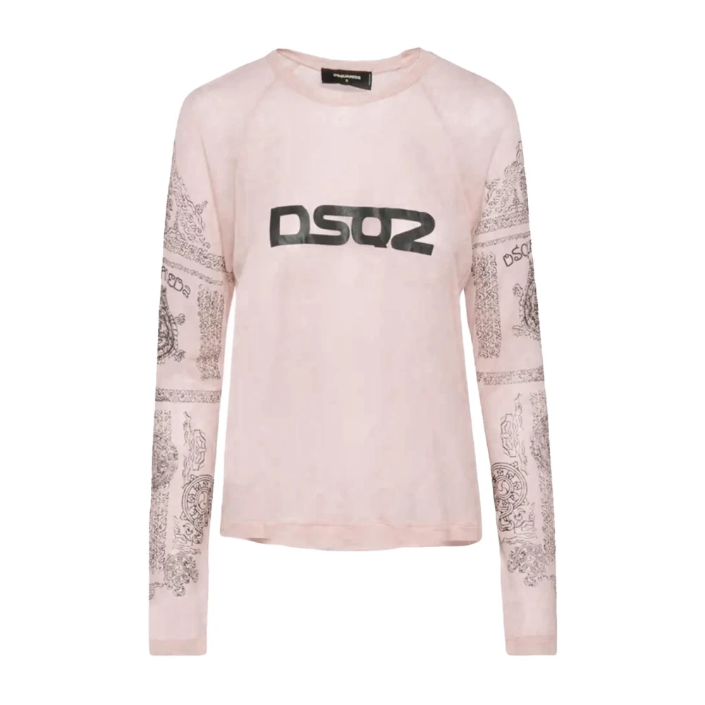 Dsquared2 Logo T-shirt in diverse kleuren Pink Dames