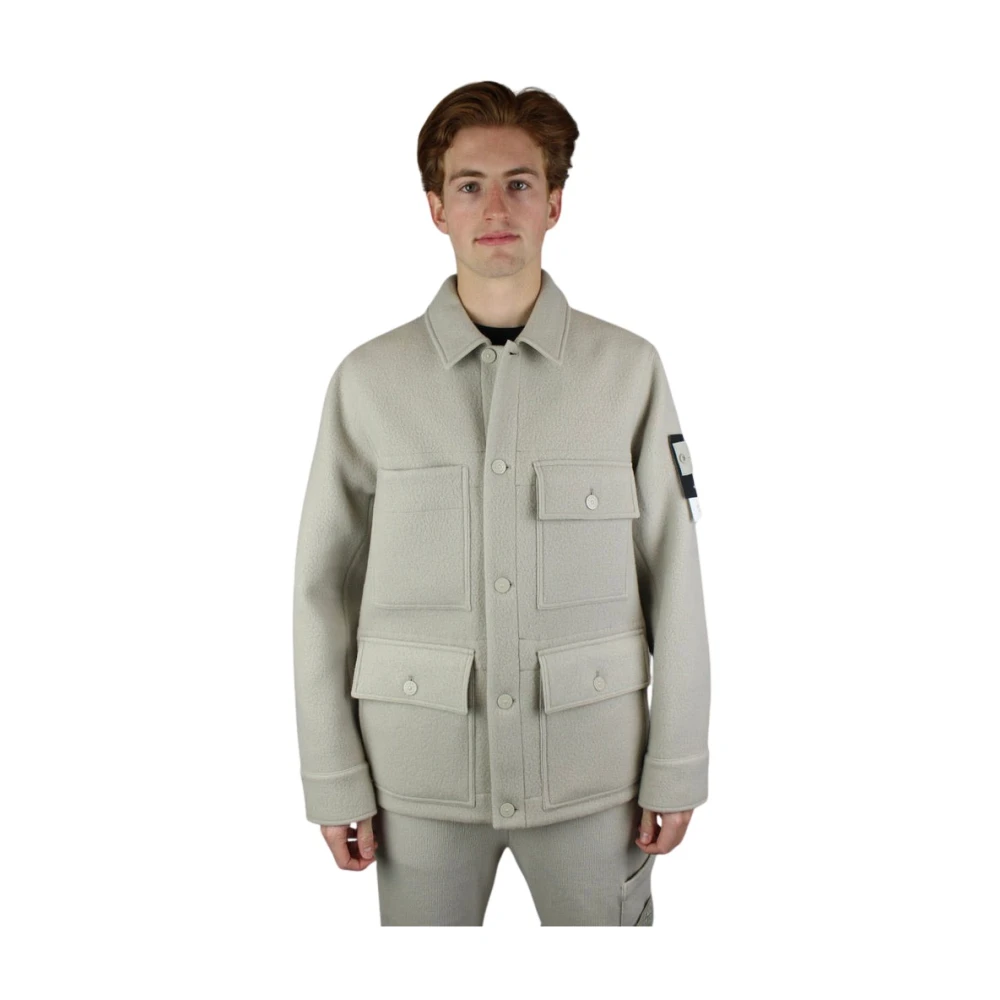 Stone Island Beige Melton Wool Ghost Jacket Beige Heren