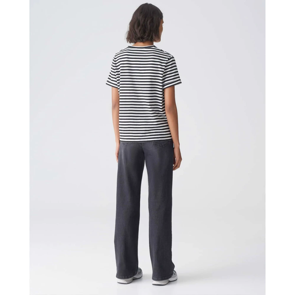 Opus Korte Mouw Top Serz Black Dames