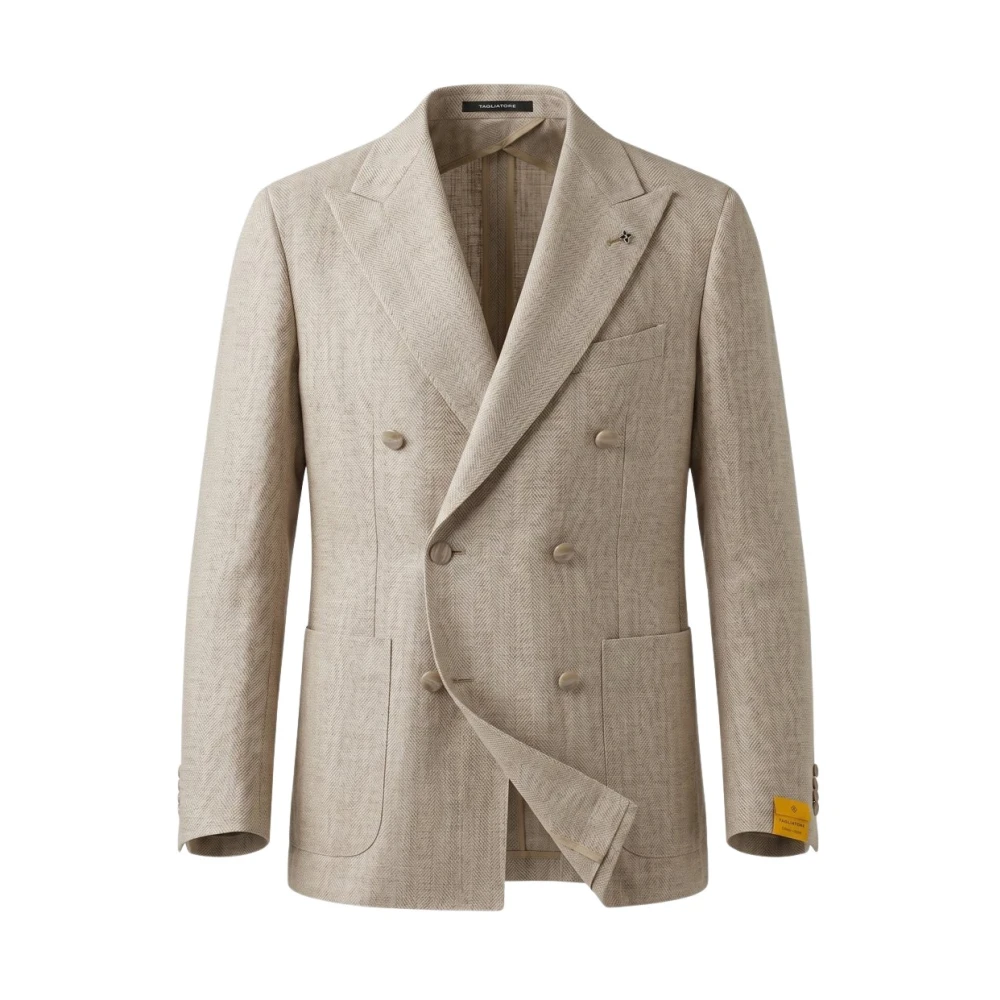 Tagliatore Blazers, Male, S, Double-Breasted Jacket Beige