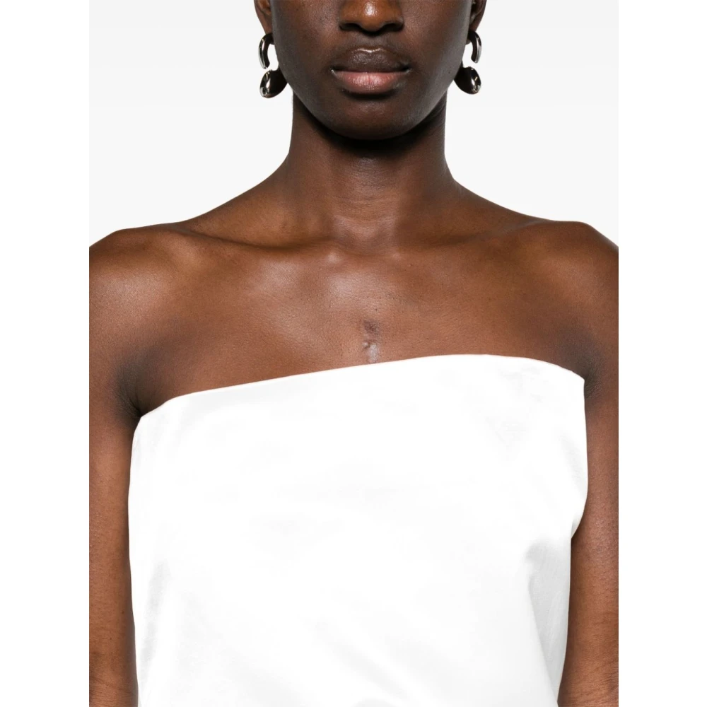 SPORTMAX Witte Satijnen Gelaagde Strapless Top White Dames