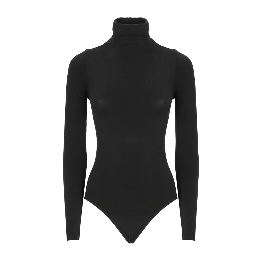 Wolford Black Cotton High Neck Top - Female - Full-Body - S - Tops