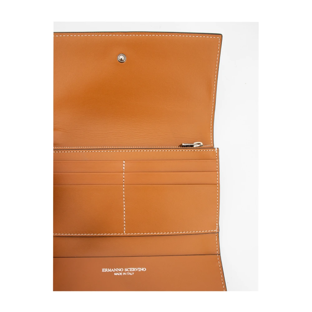 Ermanno Scervino Denim Textuur Portemonnee met Schouderband Blue Dames