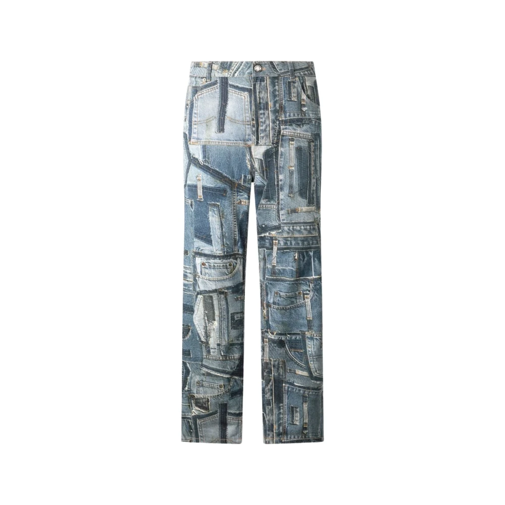 Roberto Cavalli Men's Blue Jeans Over Patchwork Capsule Collection - Straight Fit Jeans - W33 - Jeans
