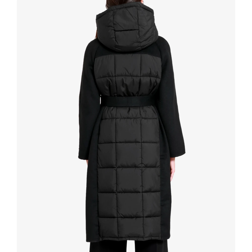 Pennyblack Gestikte Zwarte Parka met Capuchon Black Dames