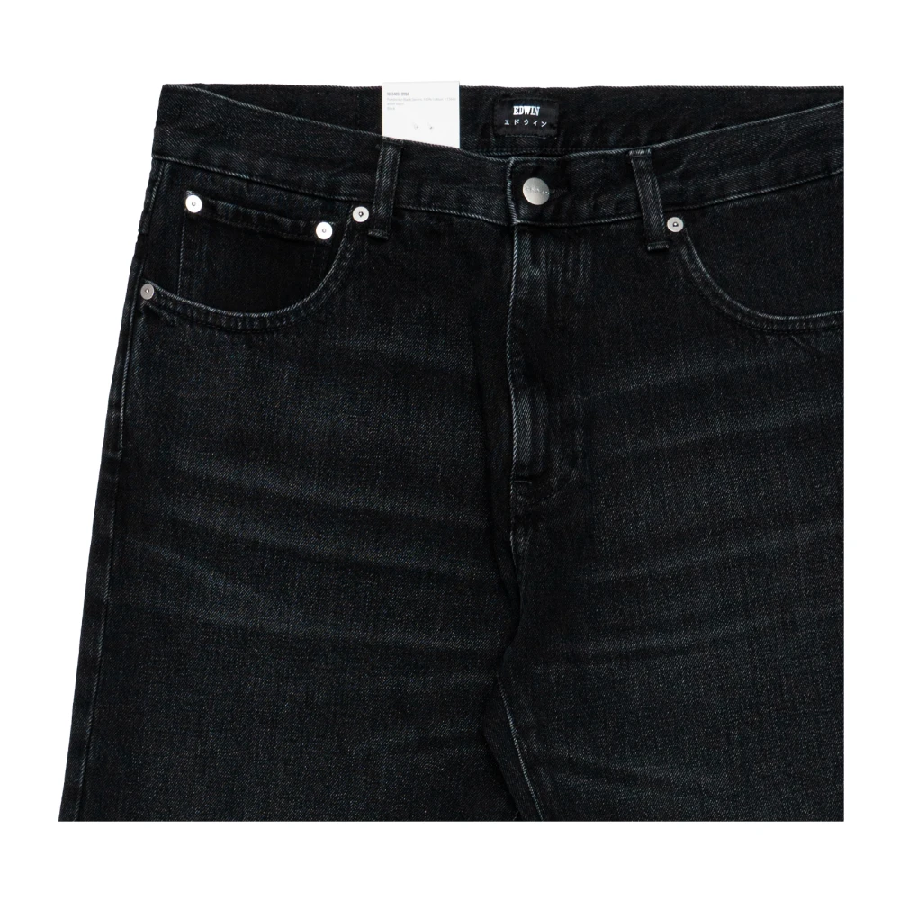 Edwin Zwarte Denim Straight Leg Katoenen Broek Black Heren