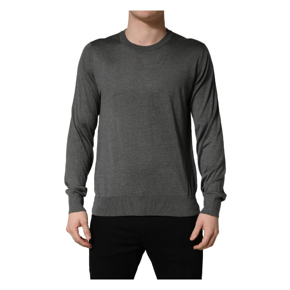 Dolce & Gabbana Men's Gray Crewneck Pullover - Round-Neck Knitwear - Xl - Knitwear