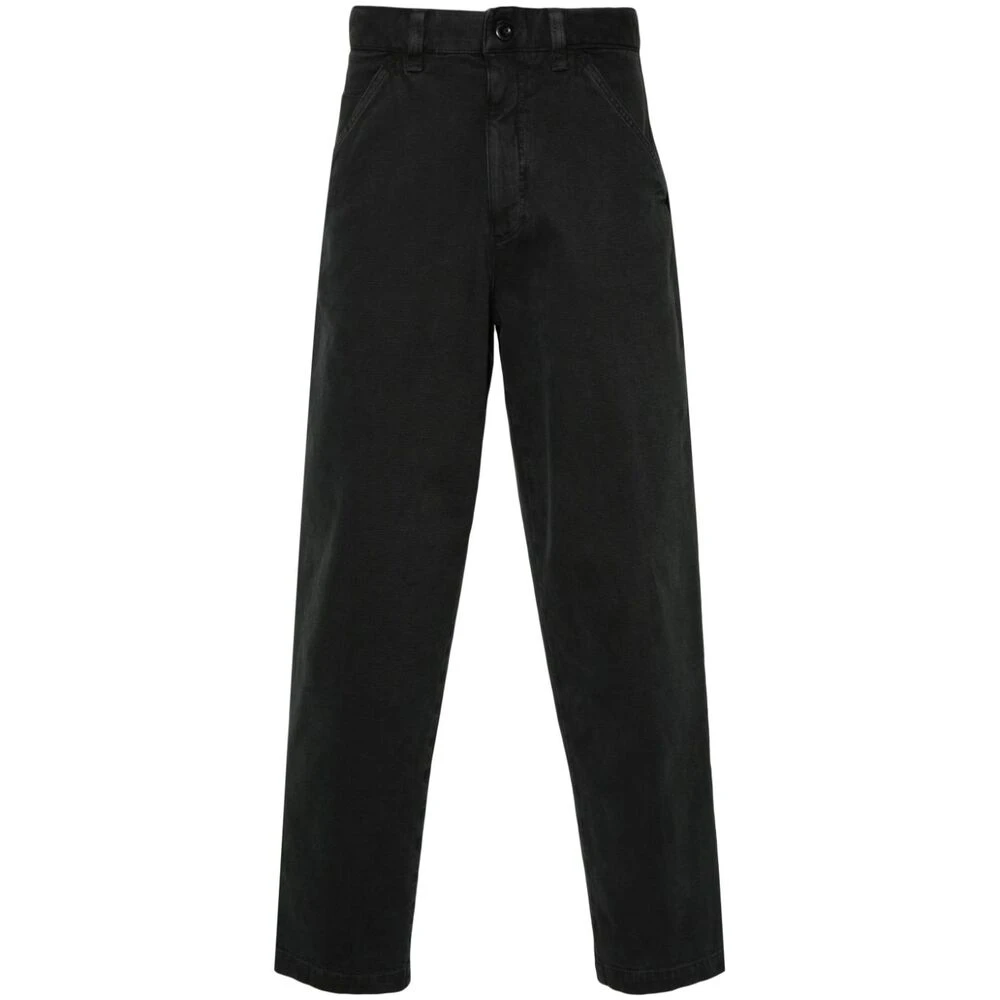 Incotex Grijze Canvas Logo Geborduurde Broek Gray Heren