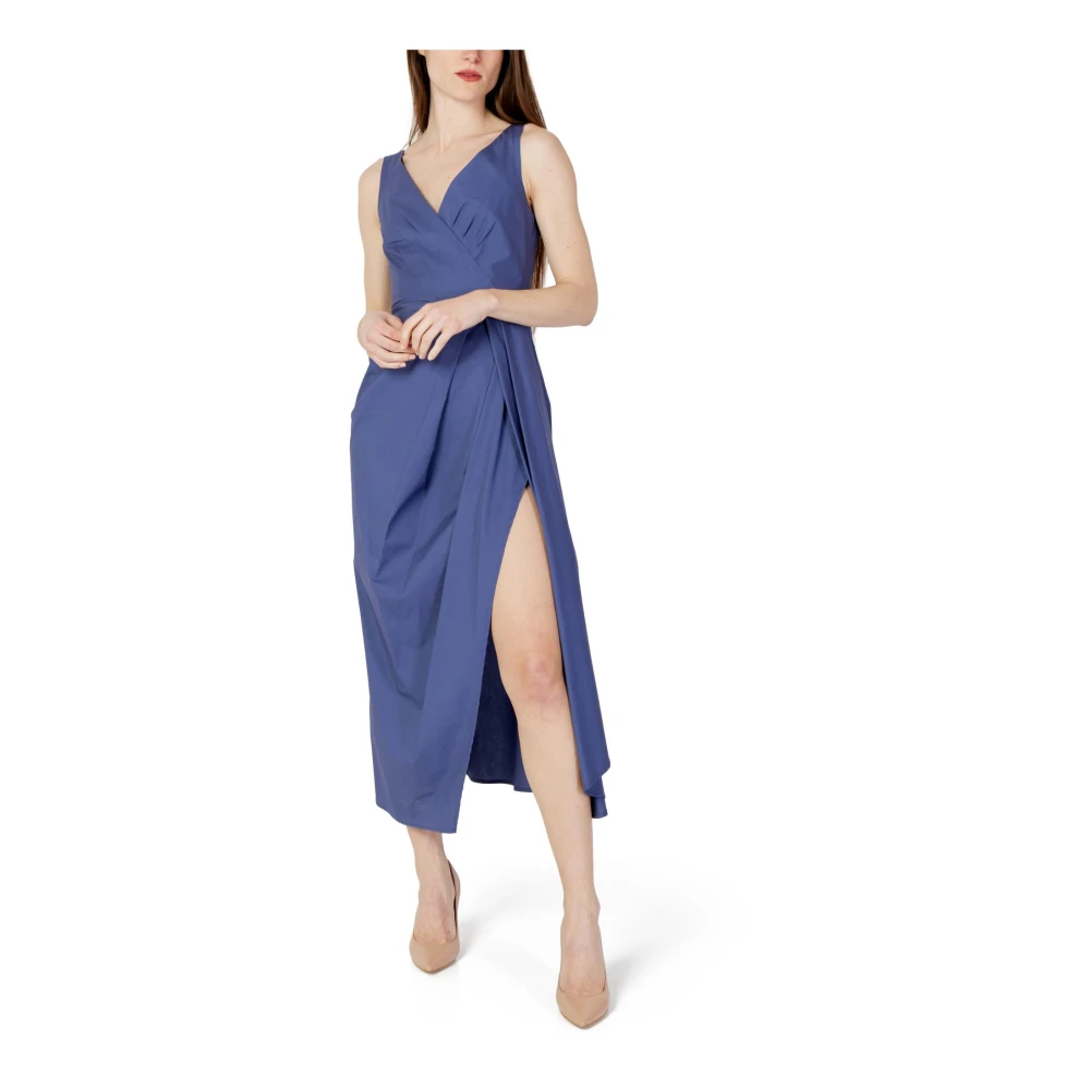 Sandro Ferrone Katoenen Lange Jurk Lente Zomer Collectie Blue Dames