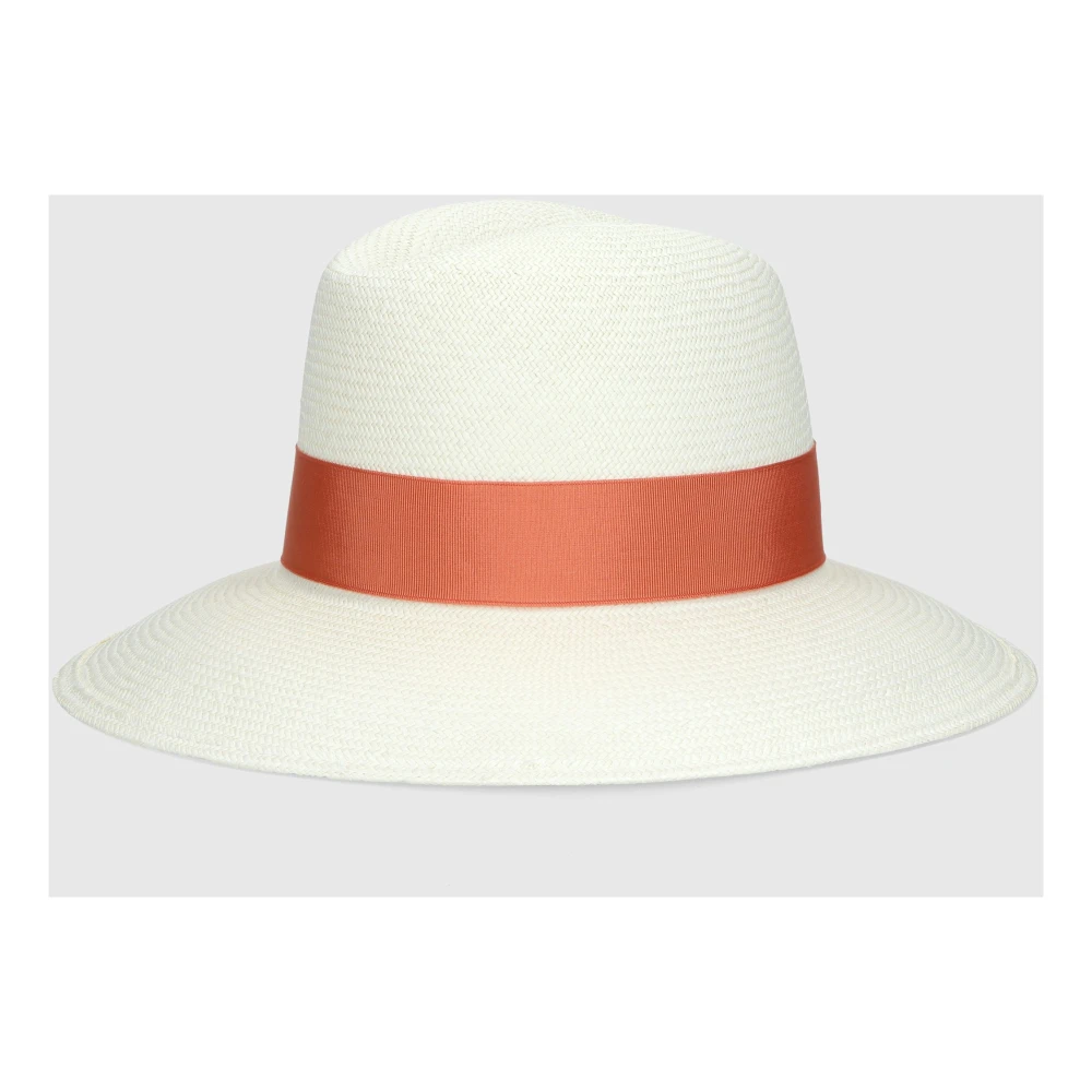 Borsalino Stijlvolle Panama Hoed met Brede Rand White Dames