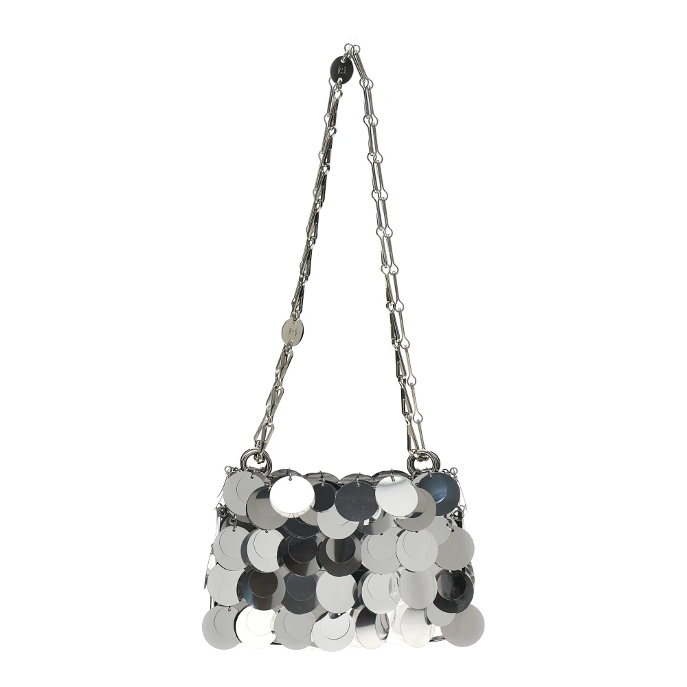 Rabanne Women's Gray Shoulder Bags, One Size, Sparkle Discs Nano Shoulder Bag