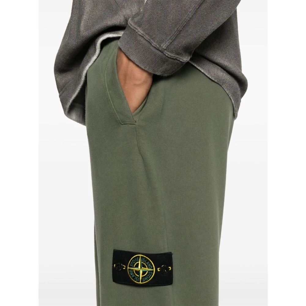 Stone Island Groene broek met kompasbadge Green Heren