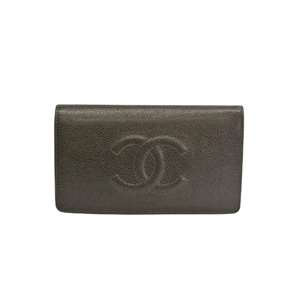Chanel Vintage Pre-owned Leather wallets Gray Dames