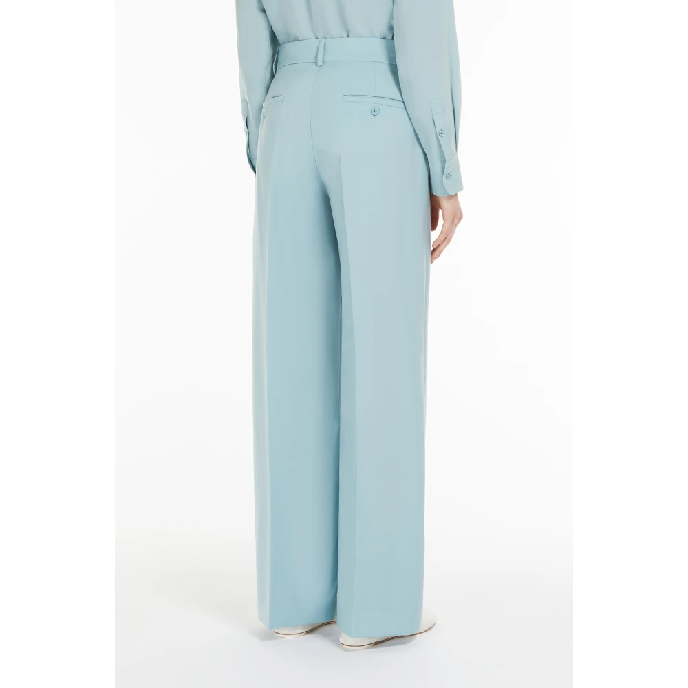 Max Mara Weekend Wollen Palazzo Broek Lichtblauw Blue Dames