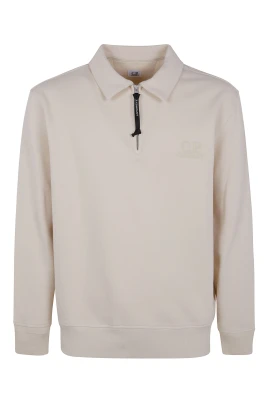 Diagonal Raised Fleece Polokrage Sweatshirt