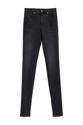 Skinny byxor i tvättad bomullsdenim