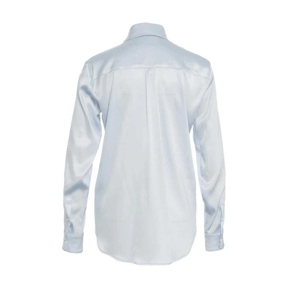 Himon's Blauwe Zijden Blouse Elegante Kent Kraag Blue Dames