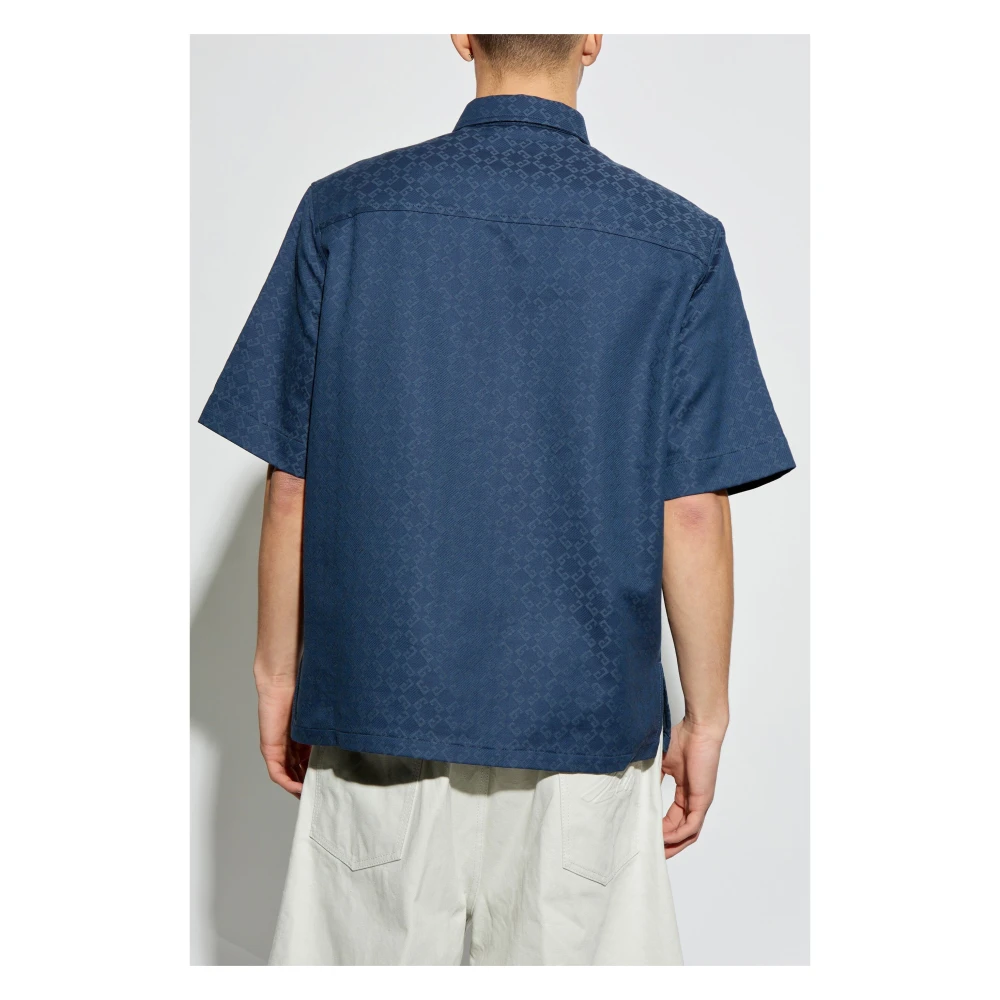 Givenchy Blauw Denim Overhemd Klassieke Kraag Monogram Blue Heren