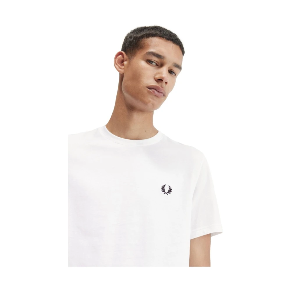 Fred Perry Witte grafische T-shirt met Laurel-ontwerp White Heren