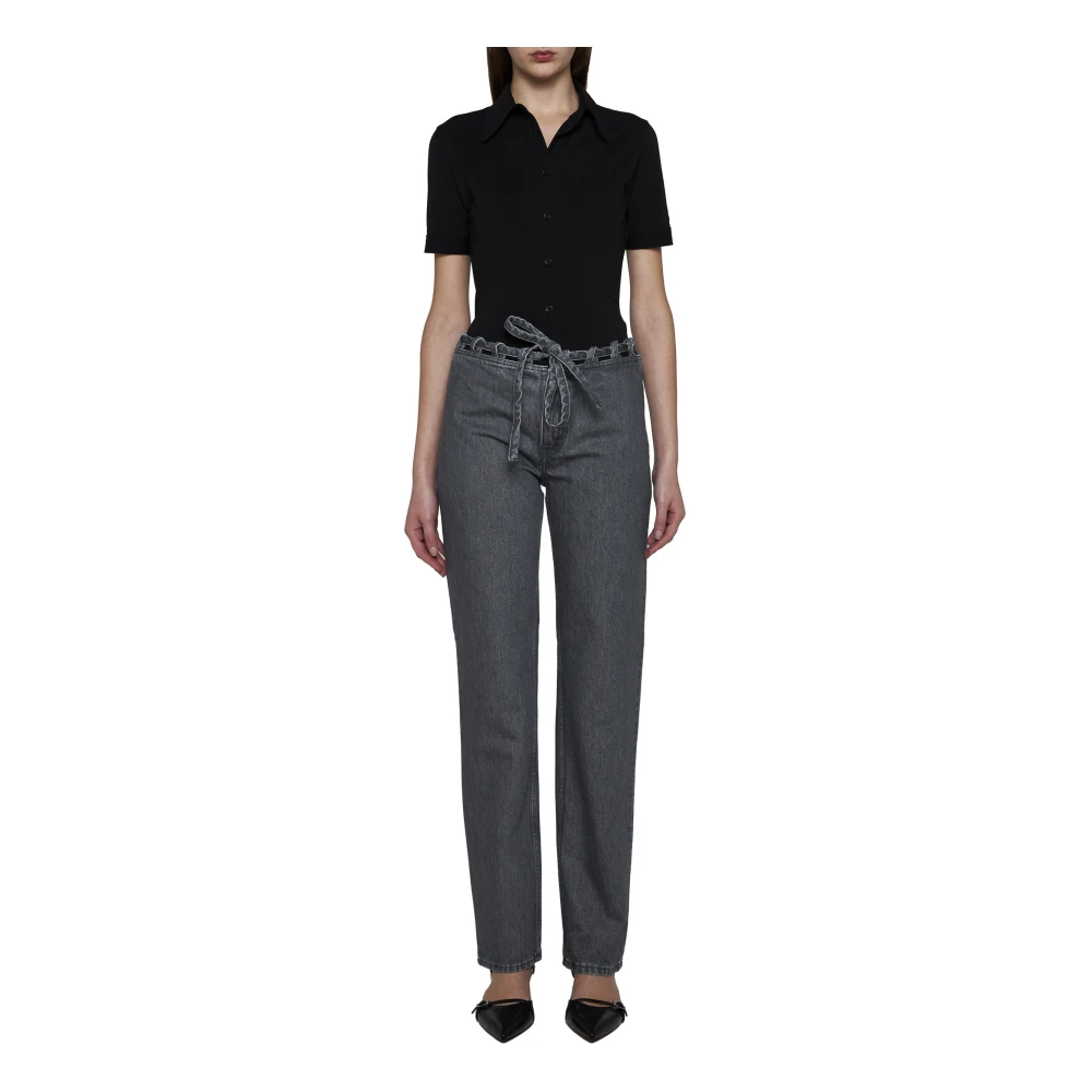 Filippa K Grijze Kant Detail Rechte Pijp Jeans Gray Dames