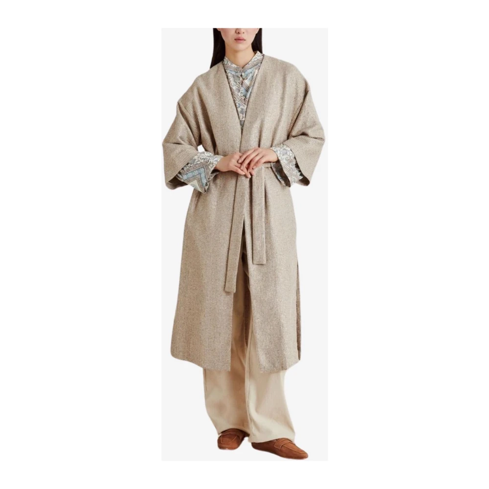 Momoni Lurex Jersey Overjas Brown Dames