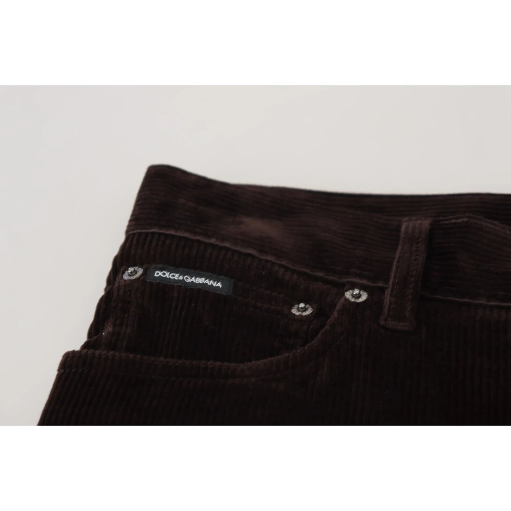 Dolce & Gabbana Elegante Bruine Zijden Broek Brown Heren
