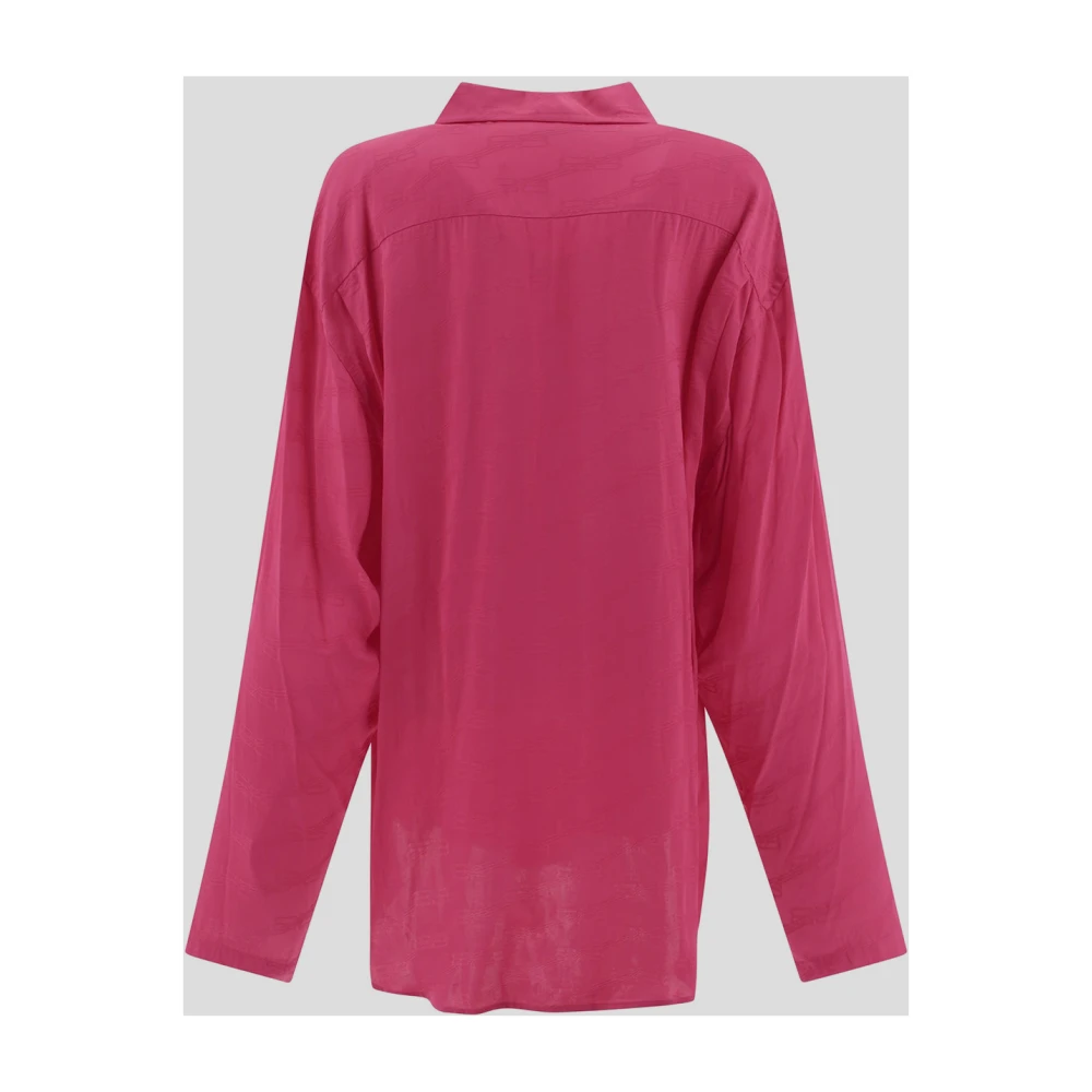 Balenciaga Logo Viscose Shirt Pink Dames