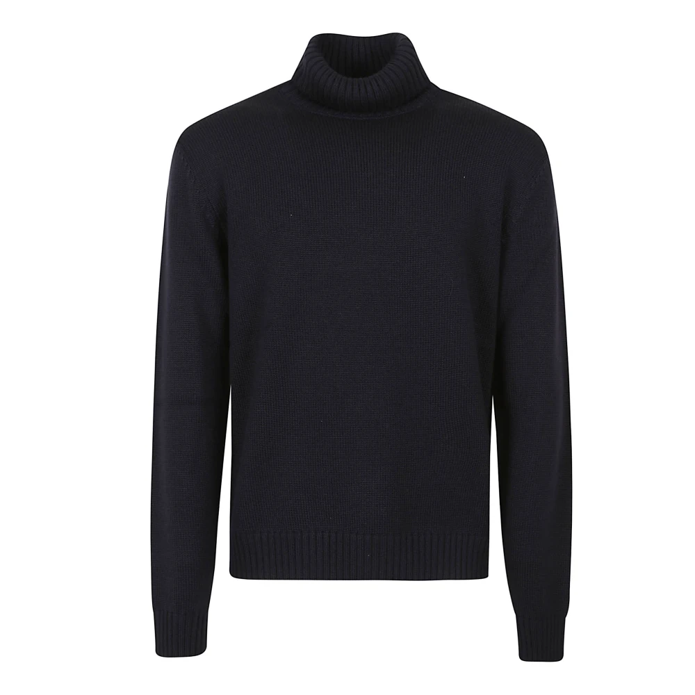 Zanone Blue Wool Turtleneck Jumper Dolcevita - Male - Turtlenecks - L - Knitwear