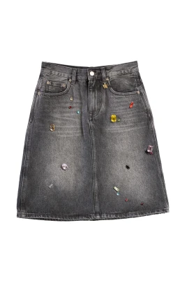 Sten Tvättad A-Line Kjol med Charms
