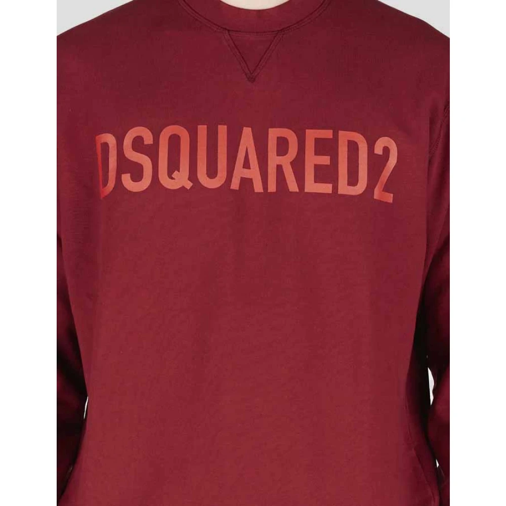 Dsquared2 Rode Katoenen Sweatshirt met Bedrukte Letters Red Heren
