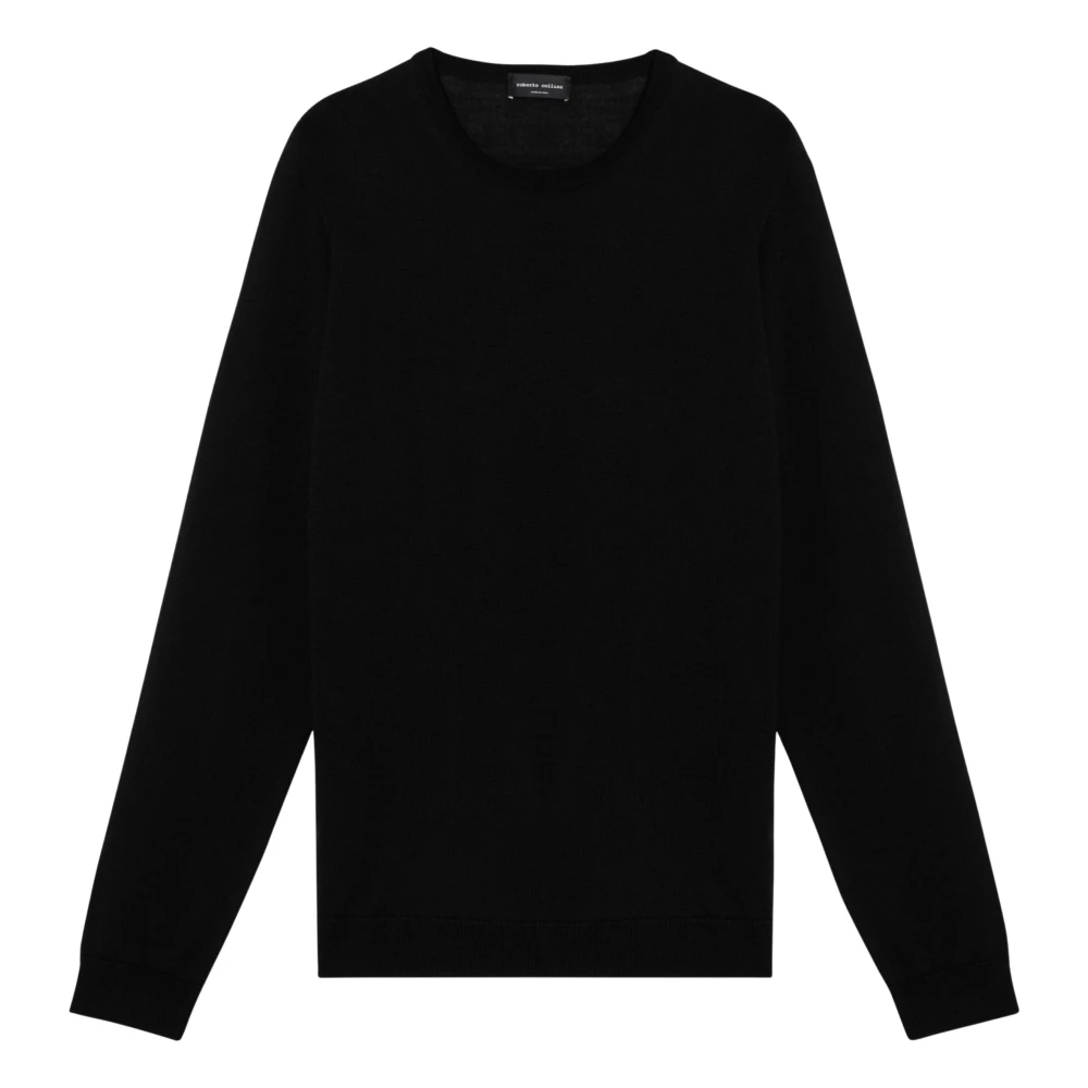 Roberto Collina Ronde hals trui Black Heren