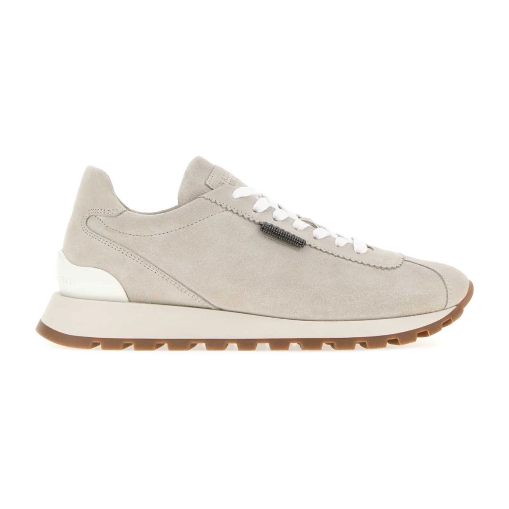 Brunello Cucinelli Suede Runners Dames Schoenen Grijs