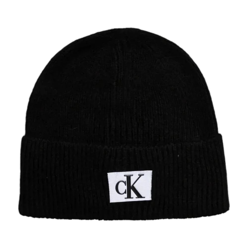 Calvin Klein Jeans Minimalistisch Logo Gebreide Muts Black Heren