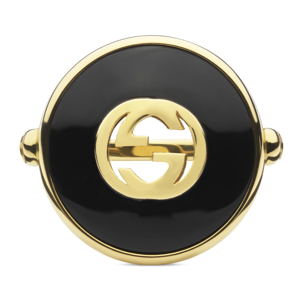 Gucci Sammanlänkad ring i gult guld, onyx och diamant Yellow, Dam