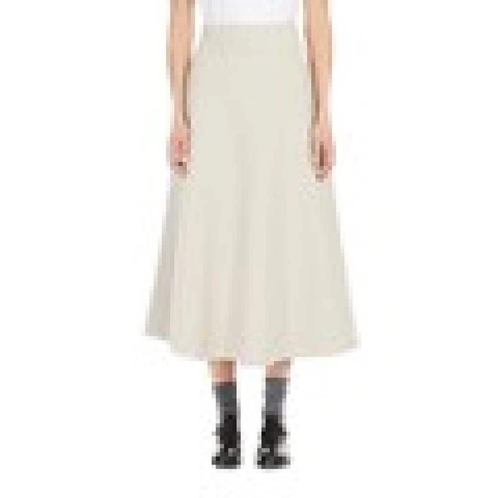 Max Mara Elegante Wollen Uitlopende Lange Rok Beige Dames