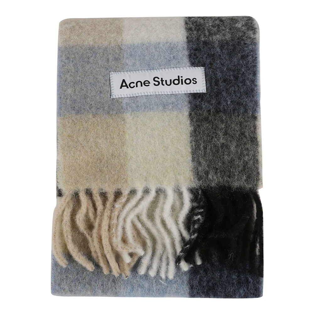 Acne Studios Blauw Beige en Zwart Geruit Sjaal Multicolor Heren