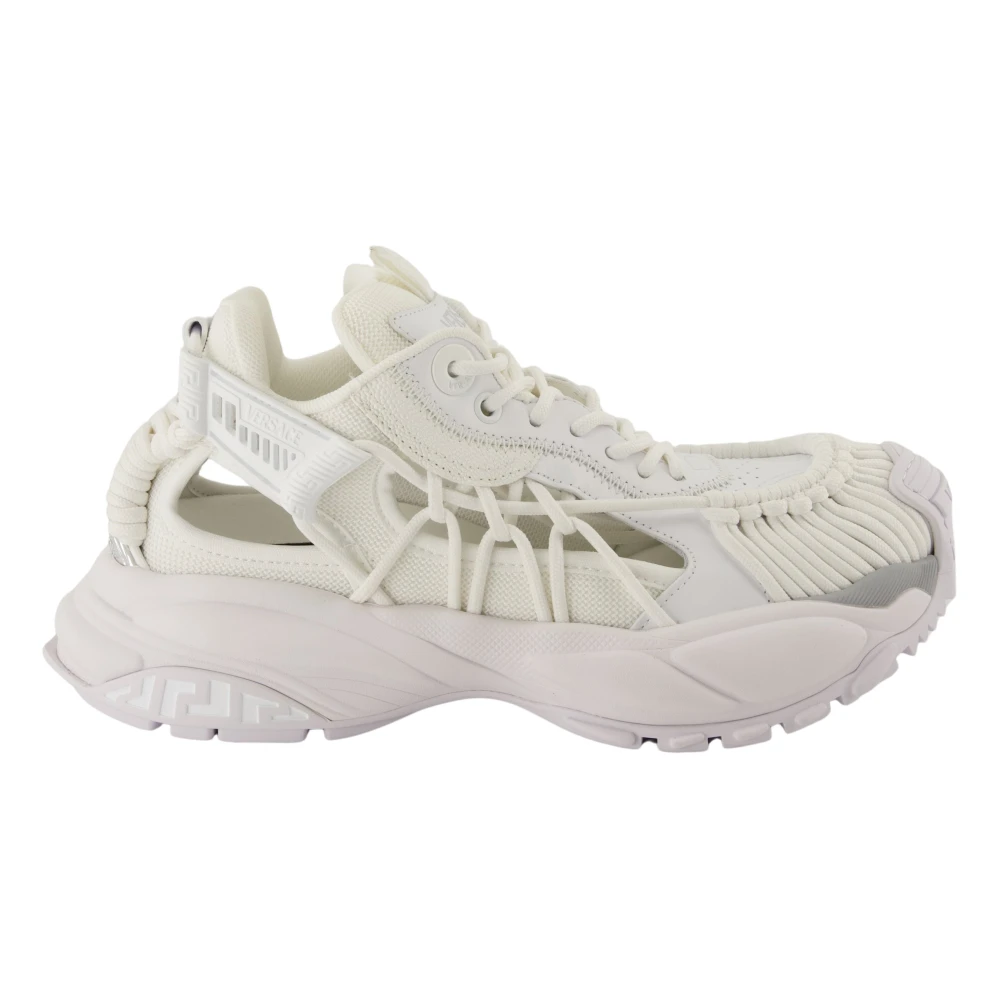 Versace Women's White Sneakers, 4 Uk, Leather Basket Shoes Spring-Summer 2025