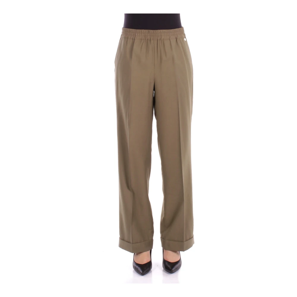 Liu Jo Vrouw Groente Broeken Dames, Groen, L, Polyester, Groene Broek Met Voorlogo